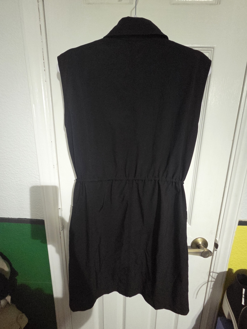 Calvin Klein Black Sleeveless Utiliry Button Up Pockets Shirt Midi Dress, Size 4 - Picture 7 of 9